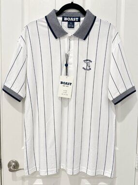 NWT BOAST Fairwinds Golf Club Polo Men’s L White Black Stripe